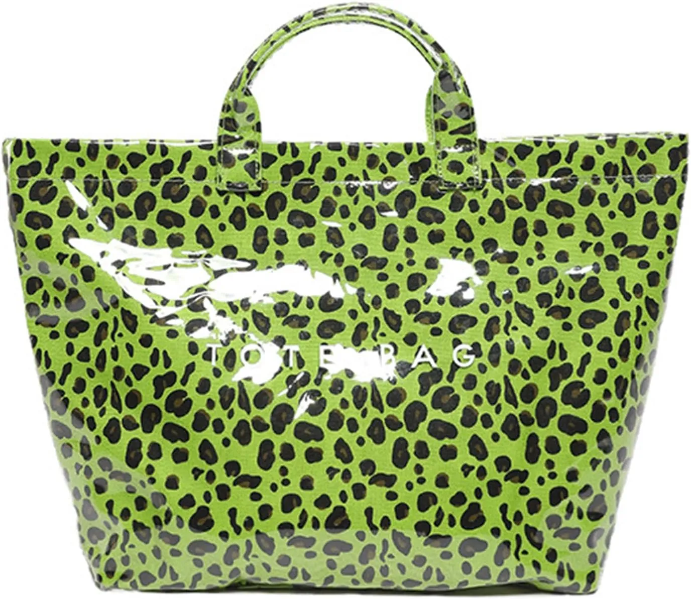 Stellaya Tote Bag, Pvc Women's Letters Print Tote Bag, Leopard Print Bag, Large Shopping Clear Hobo Handbag