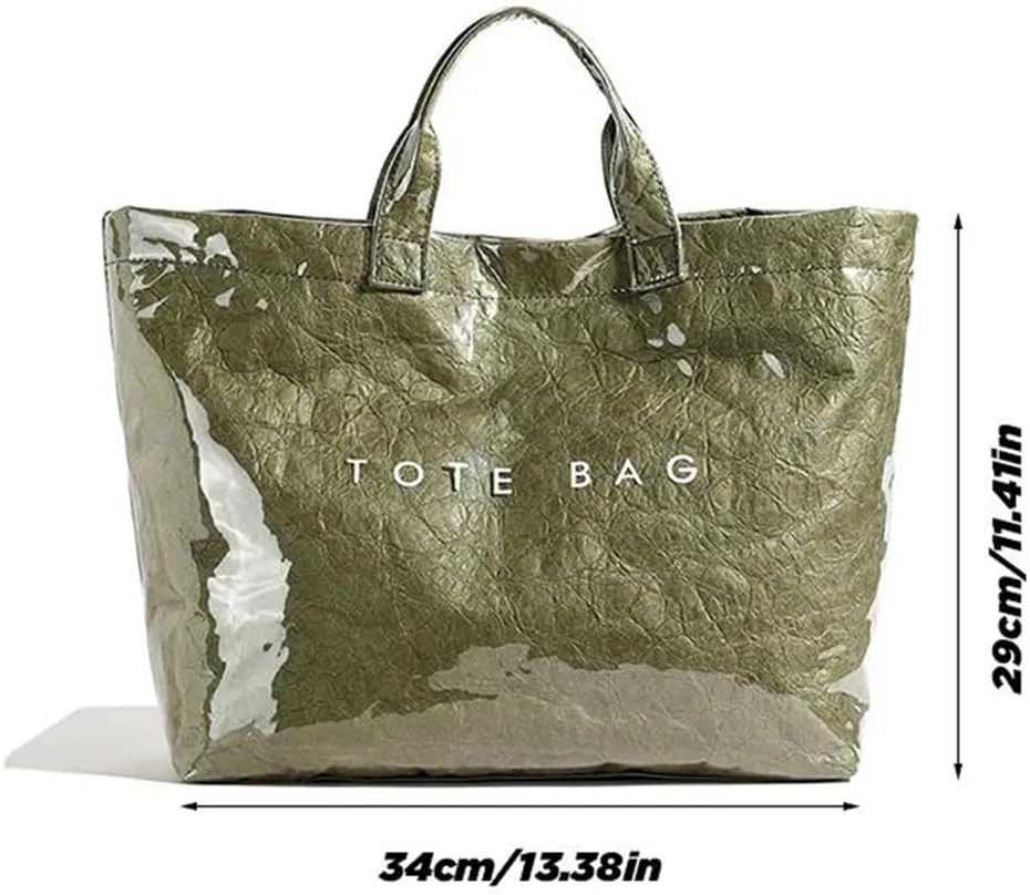 Stellaya Tote Bag, Pvc Women's Letters Print Tote Bag, Leopard Print Bag, Large Shopping Clear Hobo Handbag