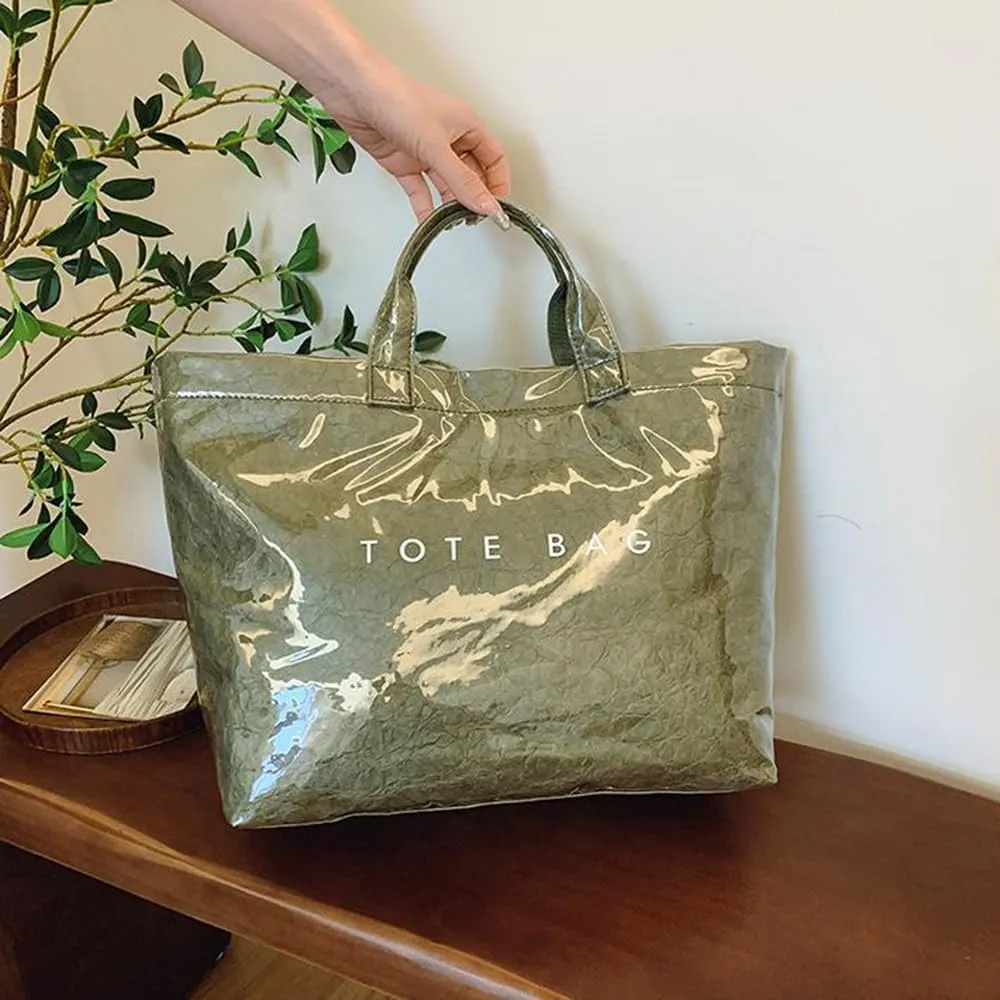 Stellaya Tote Bag, Pvc Women's Letters Print Tote Bag, Leopard Print Bag, Large Shopping Clear Hobo Handbag