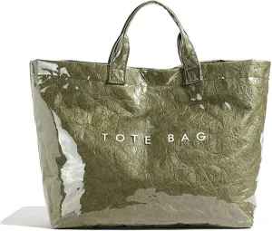 Stellaya Tote Bag, Pvc Women's Letters Print Tote Bag, Leopard Print Bag, Large Shopping Clear Hobo Handbag