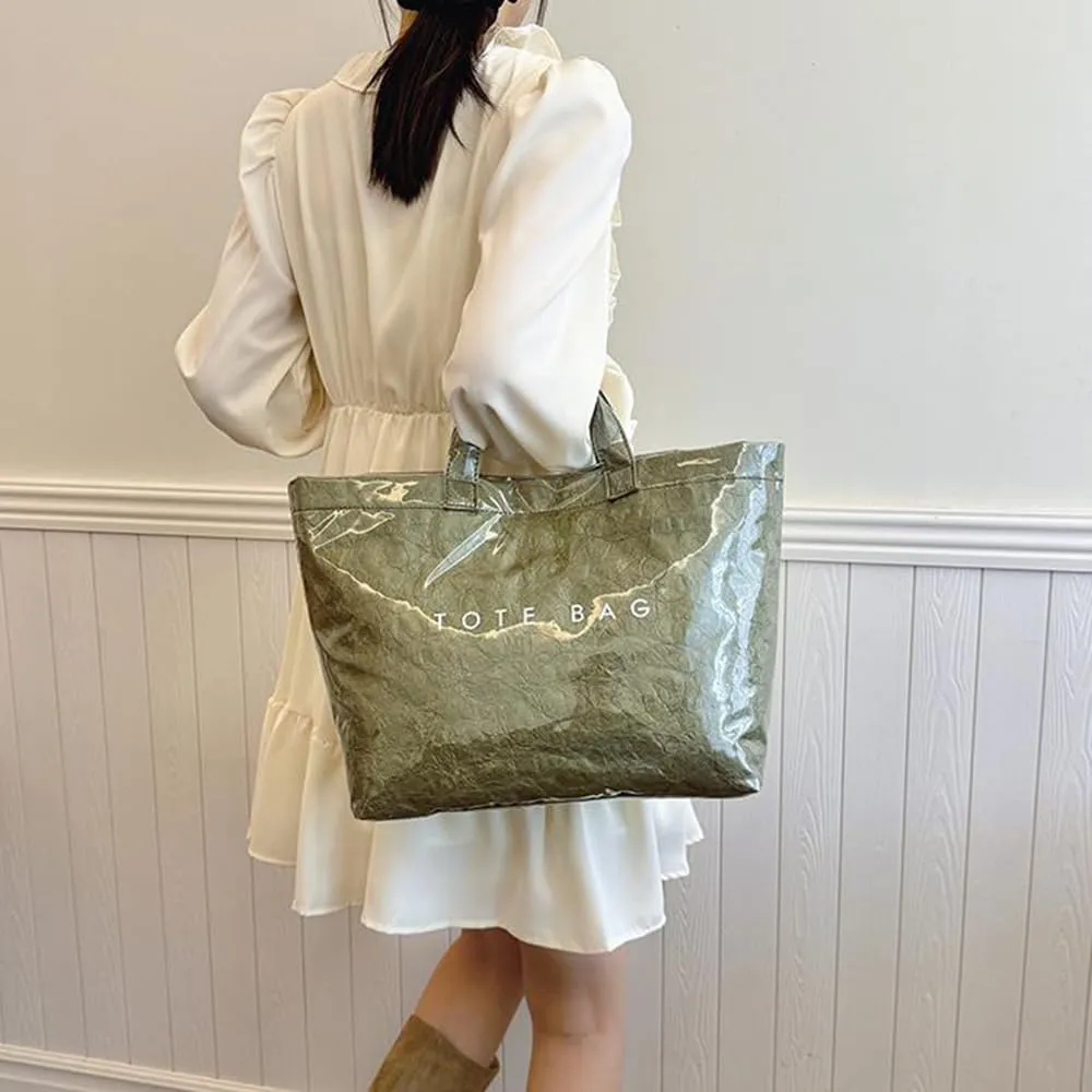 Stellaya Tote Bag, Pvc Women's Letters Print Tote Bag, Leopard Print Bag, Large Shopping Clear Hobo Handbag
