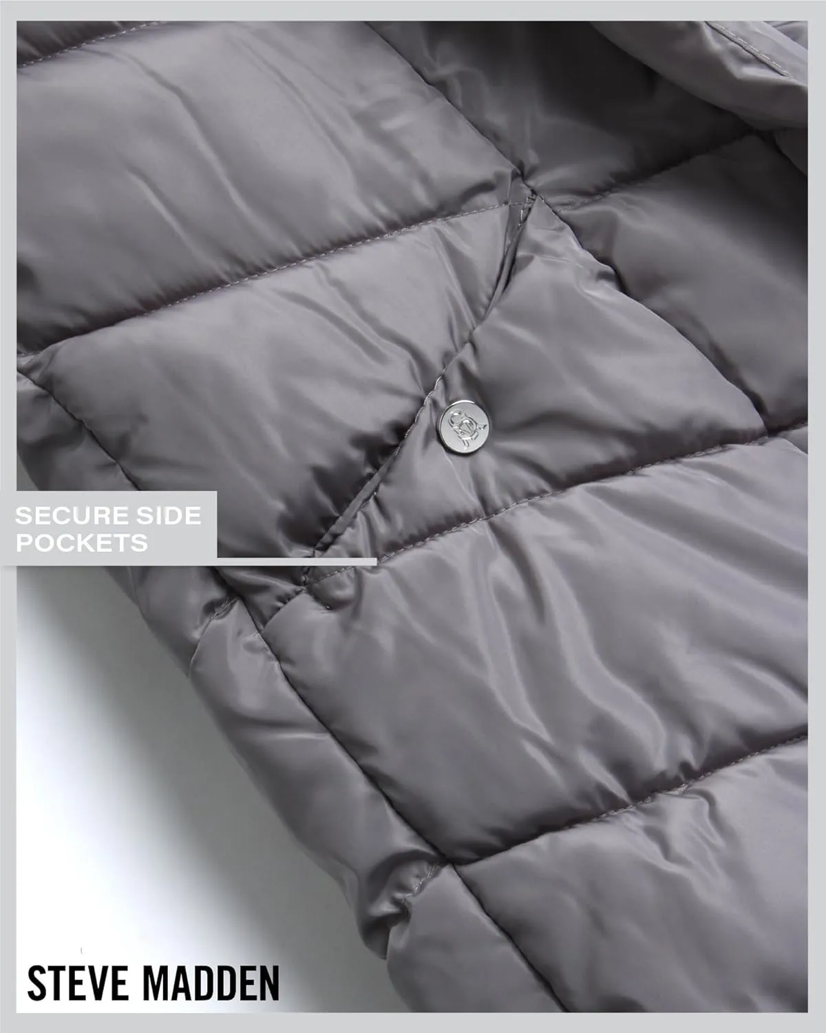 Steve Madden Women's Insulated Quilted Puffer Parka Winter Coat with Hood (S-XL)