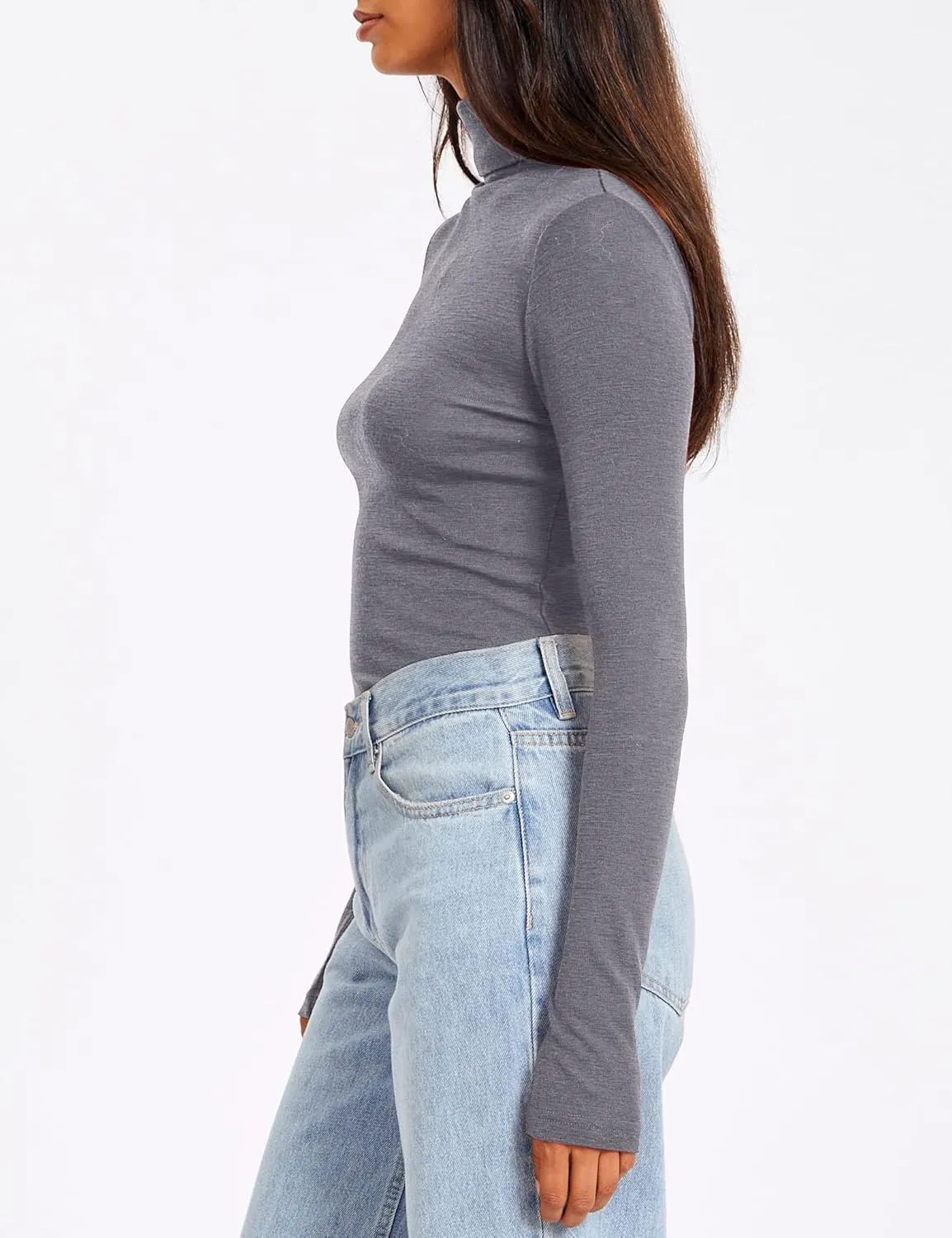 SUNBS Womens 3 Piece Turtleneck Long Sleeve Shirts Mock Neck Fall Fashion 2025 Slim Fit Winter Thermal Underwear Tops