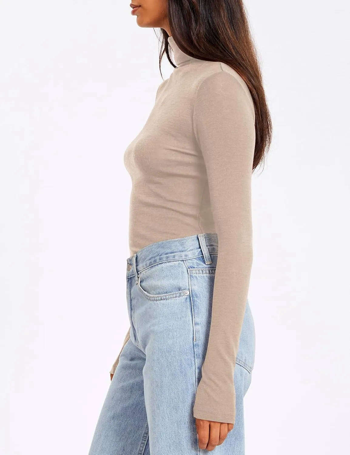 SUNBS Womens 3 Piece Turtleneck Long Sleeve Shirts Mock Neck Fall Fashion 2025 Slim Fit Winter Thermal Underwear Tops