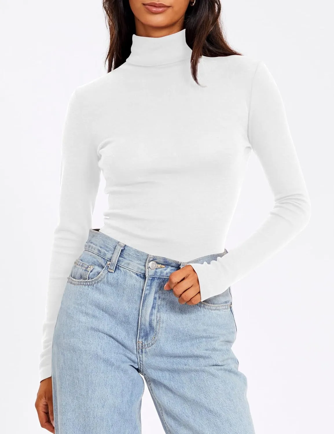 SUNBS Womens 3 Piece Turtleneck Long Sleeve Shirts Mock Neck Fall Fashion 2025 Slim Fit Winter Thermal Underwear Tops