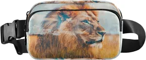 Surreal Lion Fanny Packs for Women Men, Water Resistant Waist Pack Sling Bag Purse for Travel Hiking