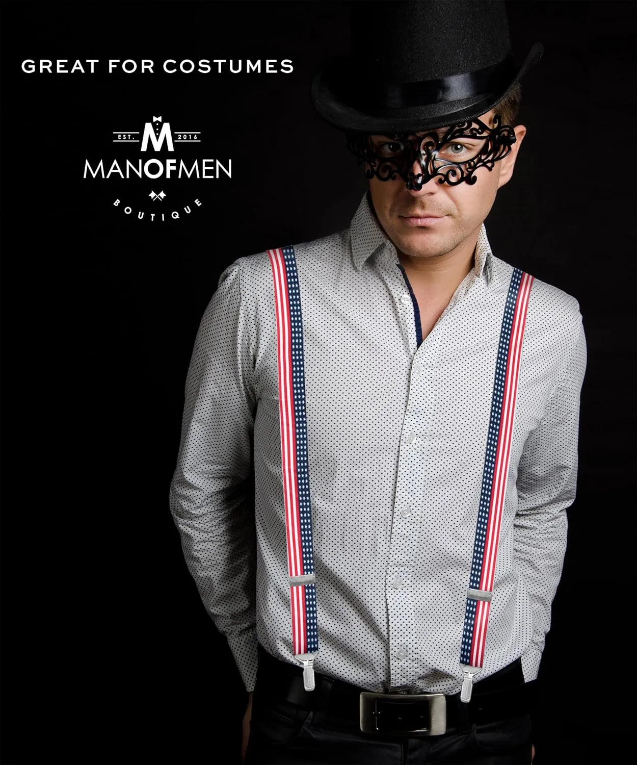 Suspenders for Men, Men's Suspenders, Suspenders Women - Adjustable Size Elastic 1 inch Wide Y Shape Costume Suspenders