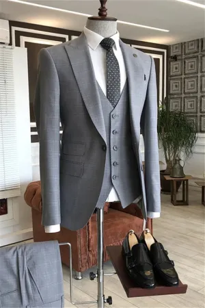 Suzhoufashion Connor Pink Peaked Lapel One Button Close Fitting Men Suits