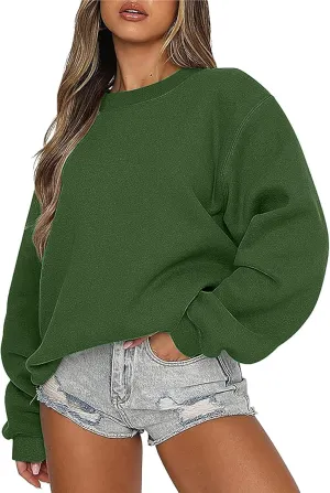 Sweatshirt for Women Loose Fit Casual Outfits Tops Long Sleeve Crew Neck Pullover Hoodie 2024 Fall Fashion Clothes