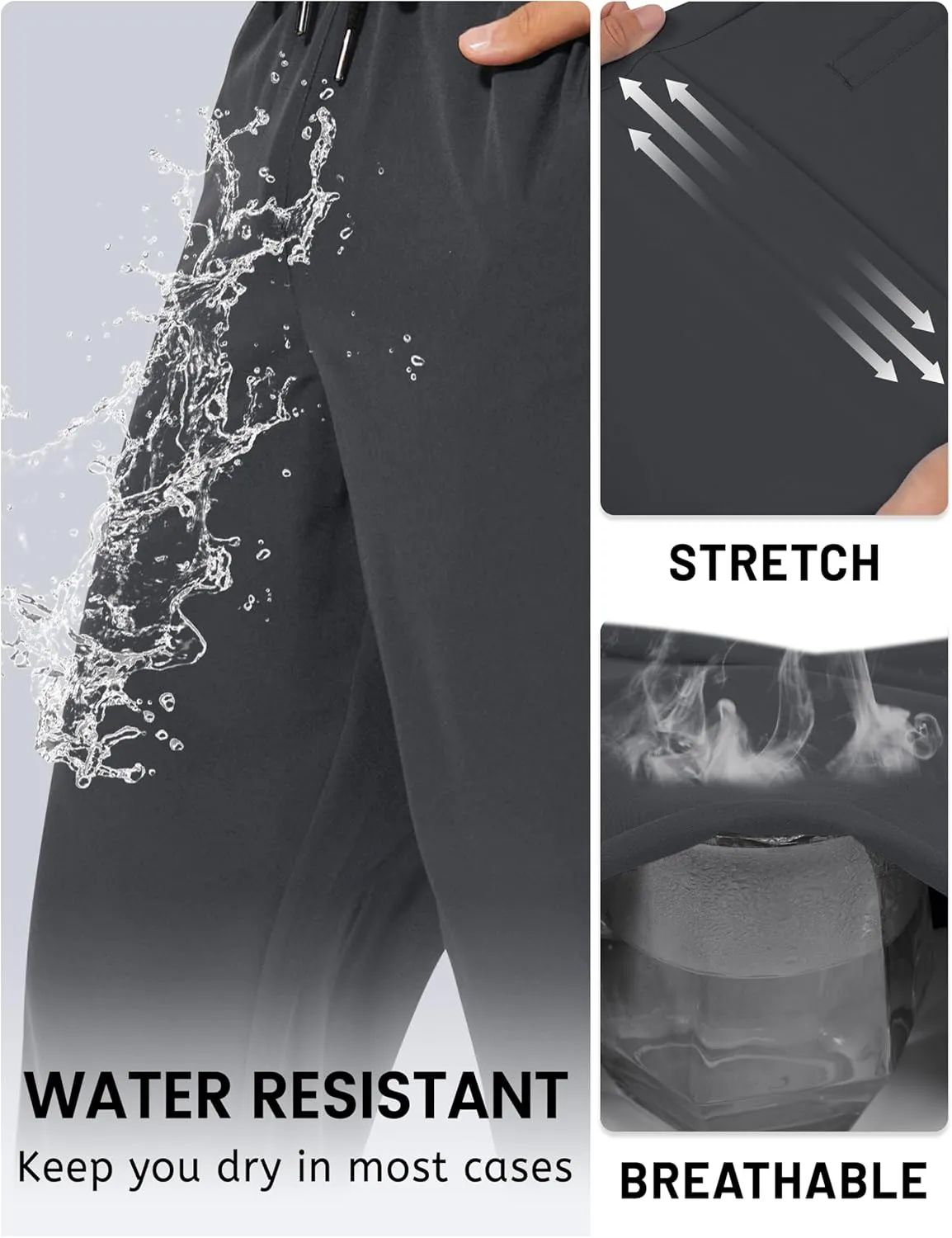 TACVASEN Mens Lightweight Hiking Pants Athletic Casual Quick Dry Stretch Water Resistant Joggers with Pockets Workout Gym