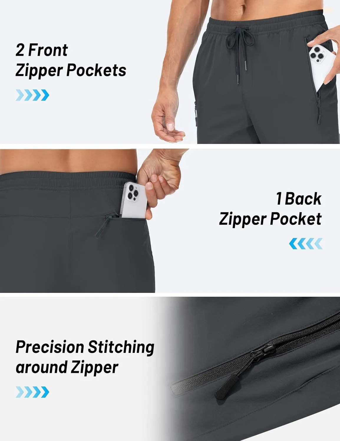 TACVASEN Mens Lightweight Hiking Pants Athletic Casual Quick Dry Stretch Water Resistant Joggers with Pockets Workout Gym