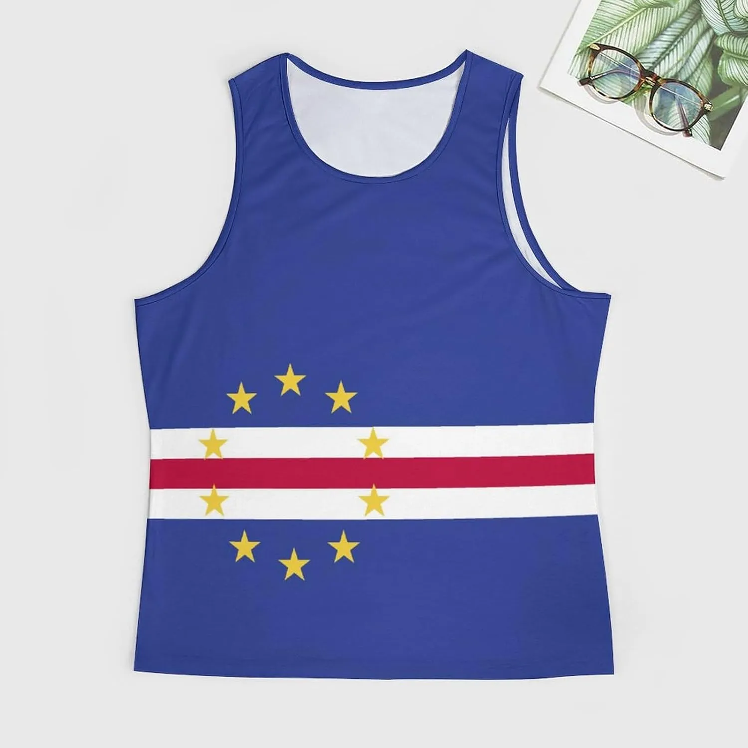 TAIZIYEAH Men's Athletic Sleeveless Shirt Cape Verde Flag Gym Shirts Fitness Running Swim Shirt Workout Tank Tops