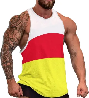 TAIZIYEAH Mens Beach Tank Tops Romanian Flag Sleeveless Lightweight Shirts Summer Running Athletic Swim Shirt