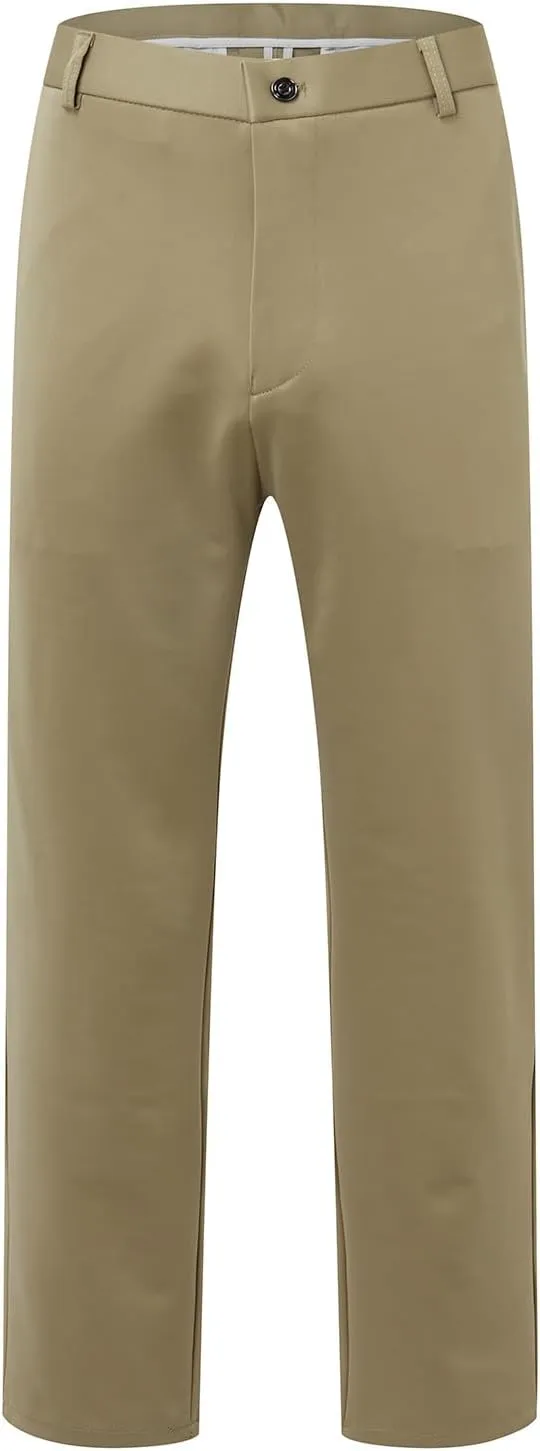 Tall Men's Casual Linen Pants, Summer Elastic Waist Straight Leg Loose Fit Beach Slacks, Business Non Ironing Pants