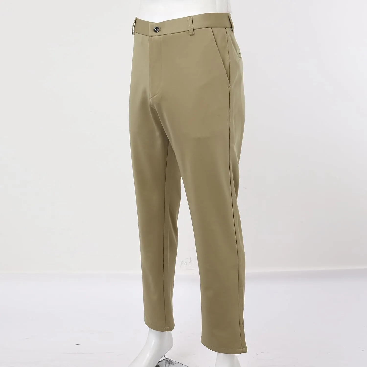 Tall Men's Casual Linen Pants, Summer Elastic Waist Straight Leg Loose Fit Beach Slacks, Business Non Ironing Pants