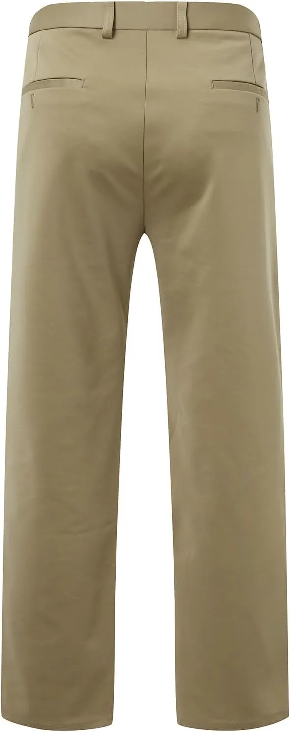 Tall Men's Casual Linen Pants, Summer Elastic Waist Straight Leg Loose Fit Beach Slacks, Business Non Ironing Pants