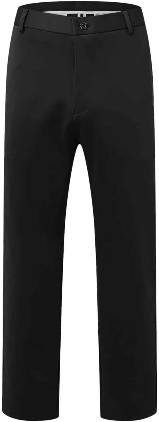 Tall Men's Casual Linen Pants, Summer Elastic Waist Straight Leg Loose Fit Beach Slacks, Business Non Ironing Pants