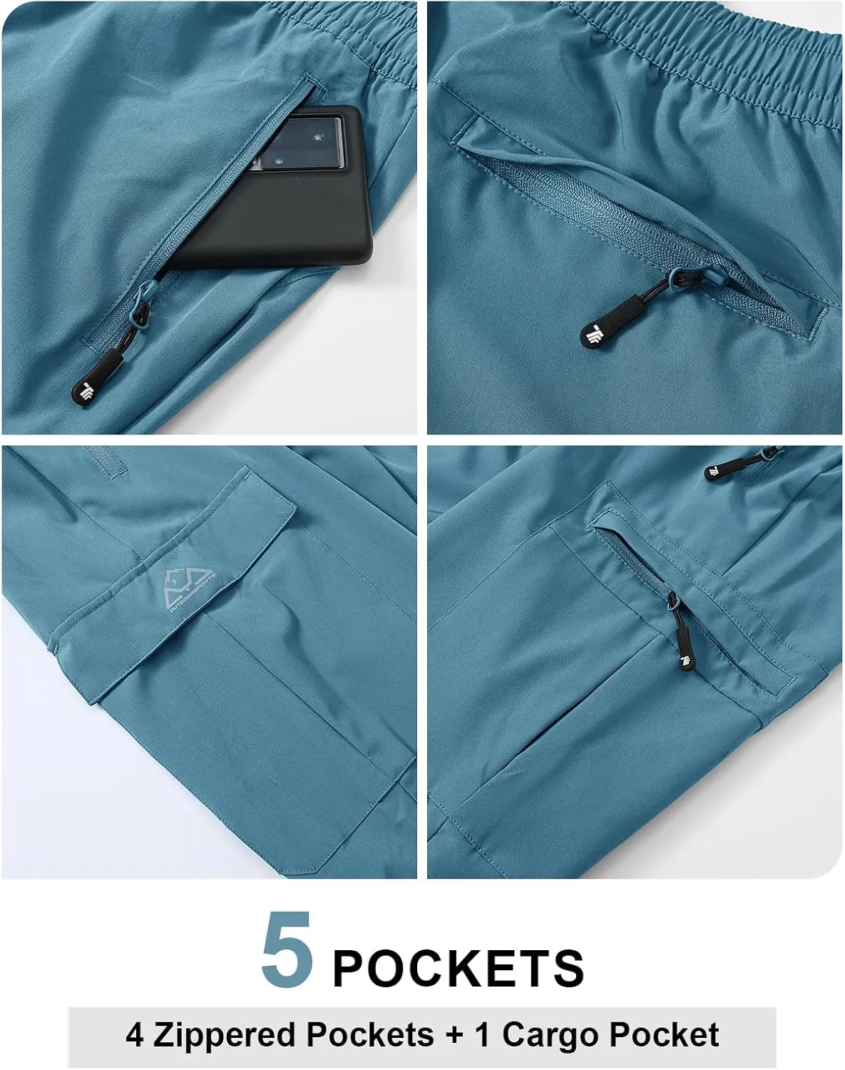 TBMPOY Men's Lightweight Hiking Travel Pants Cargo Pockets Quick Dry Stretch Water Resistant Fishing Outdoor Work