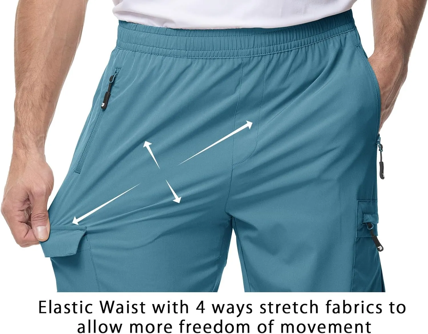 TBMPOY Men's Lightweight Hiking Travel Pants Cargo Pockets Quick Dry Stretch Water Resistant Fishing Outdoor Work
