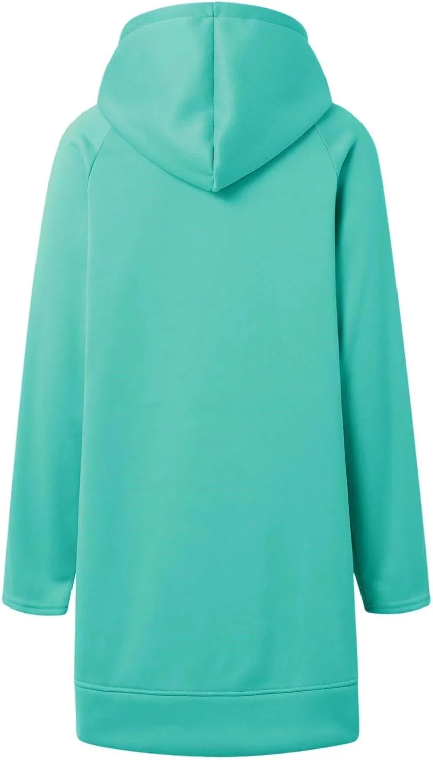 The Warmy Oversized Hoodie Dress, Warmy Hoodie, Women's Casual Pullover Split Hem Drawstring Long Sweatshirt with Pocket