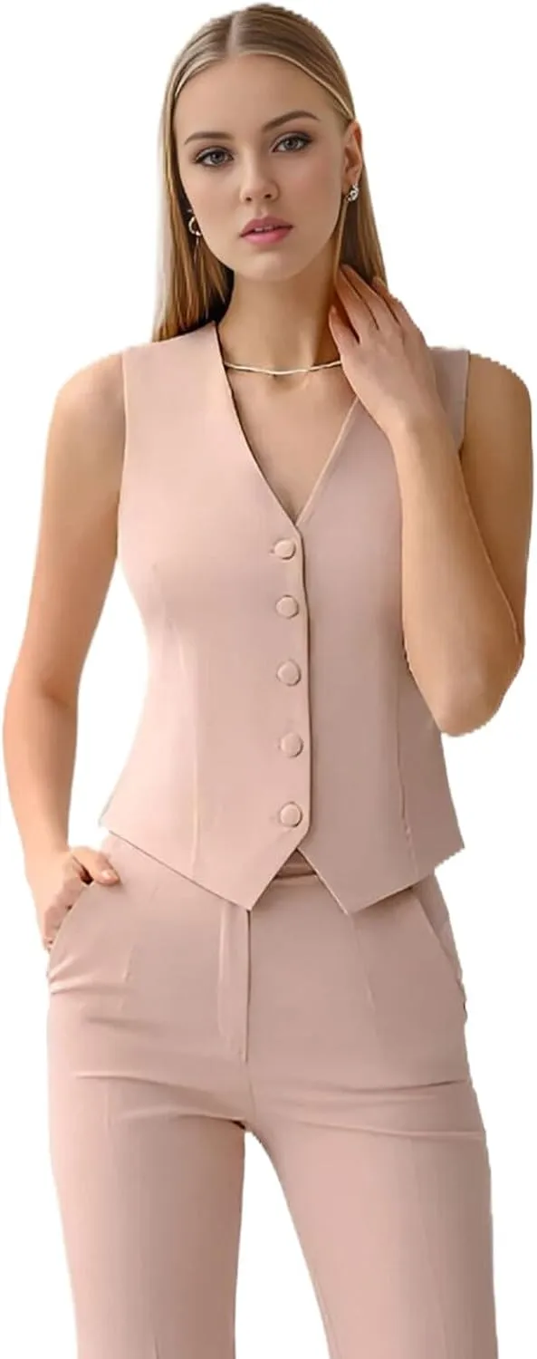 TIANMEI Women Suit 3 Pieces Notch Lapel Business Suits for Women Single Breasted Work Lady Tuxedo Slim Fit Blazer Vest Pants