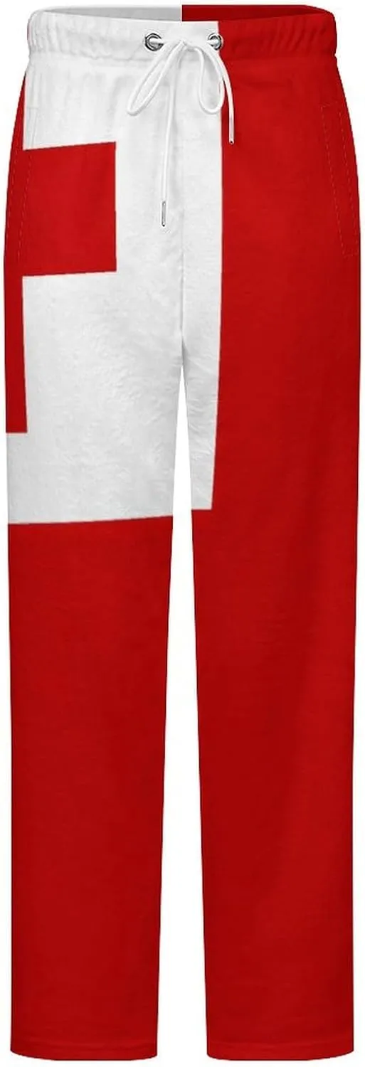 Tonga Tongan Flag Womens Flannel Pajama Pants Long Length Sleep Lounge Pants with Drawstring Belt Loungewear