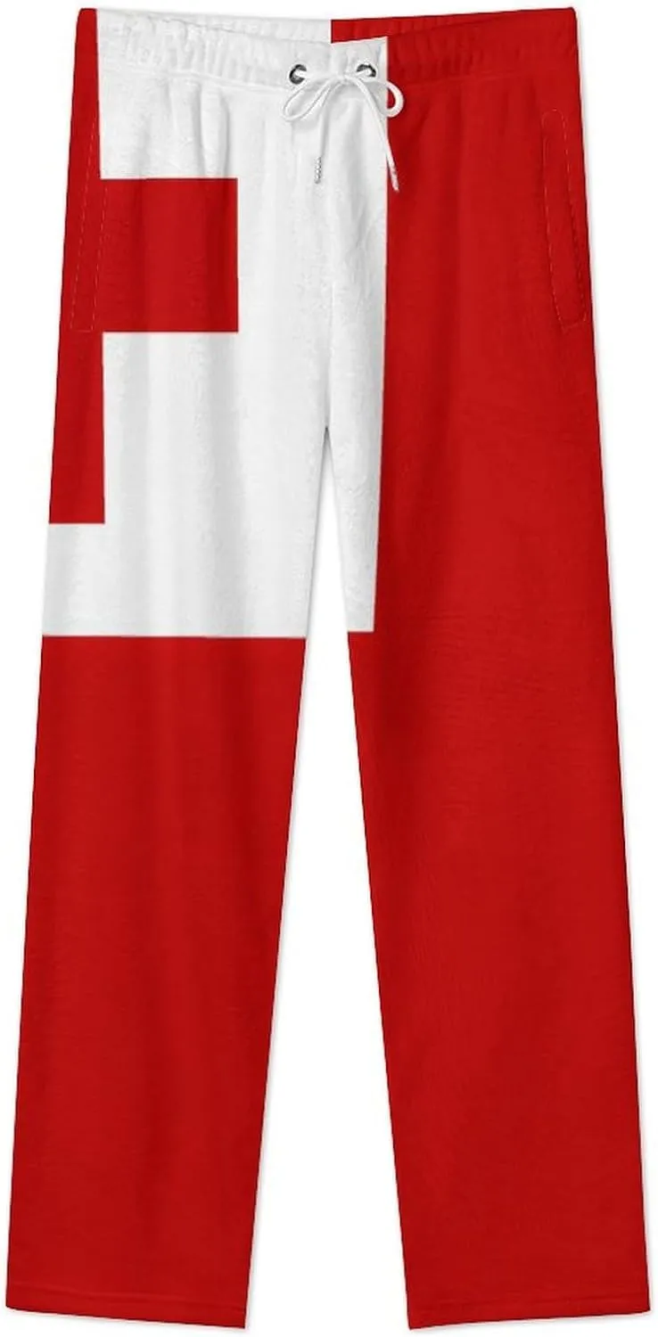 Tonga Tongan Flag Womens Flannel Pajama Pants Long Length Sleep Lounge Pants with Drawstring Belt Loungewear