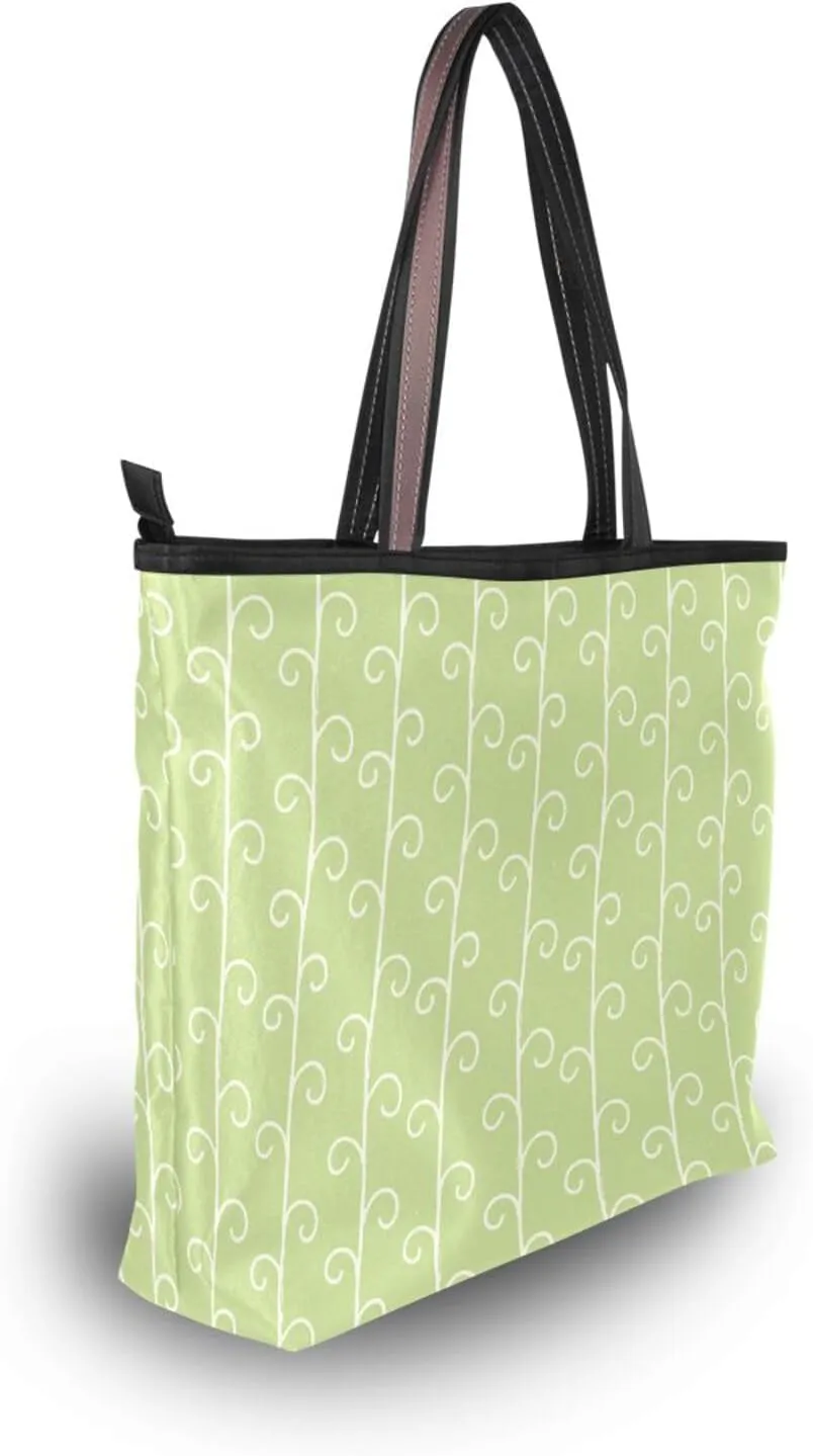 Tote Bags Reusable Water Resistant Grocery With Top Zipper Closure Shoulder Bag 2 Sizes Pattern 1