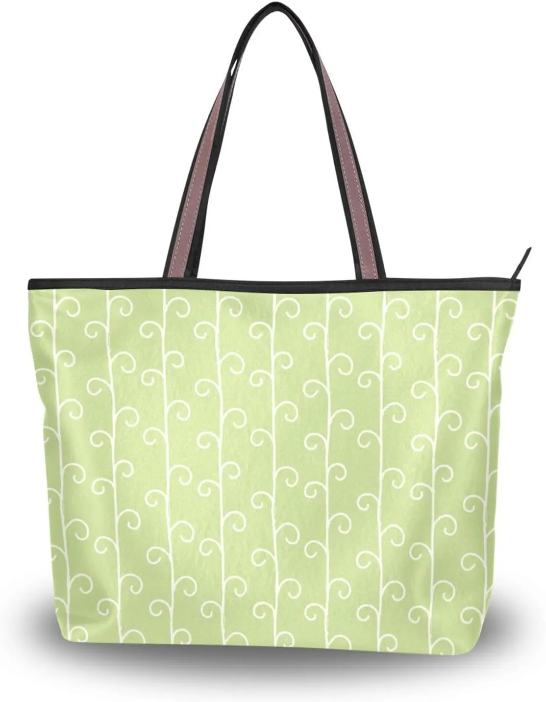 Tote Bags Reusable Water Resistant Grocery With Top Zipper Closure Shoulder Bag 2 Sizes Pattern 1