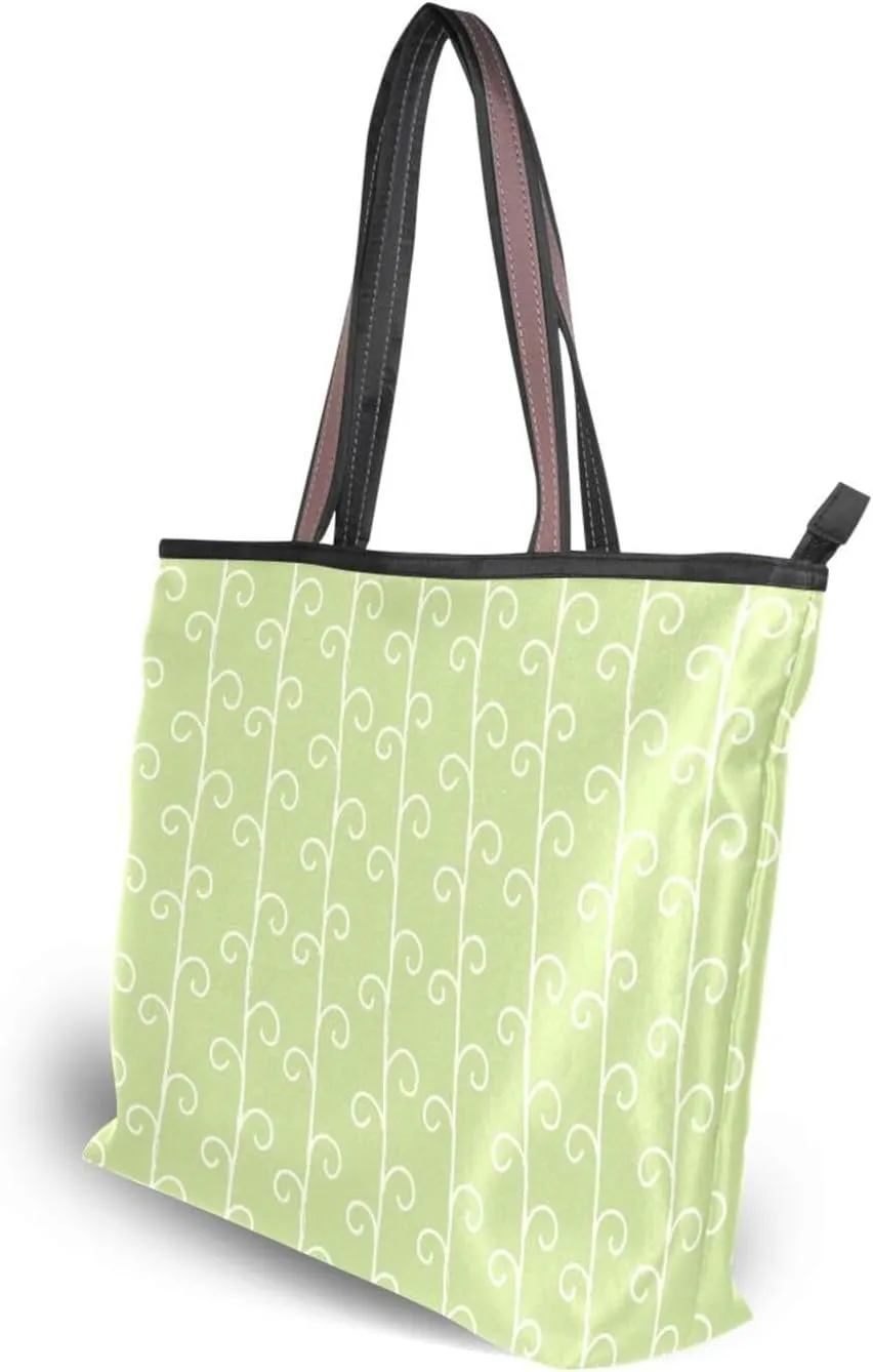 Tote Bags Reusable Water Resistant Grocery With Top Zipper Closure Shoulder Bag 2 Sizes Pattern 1