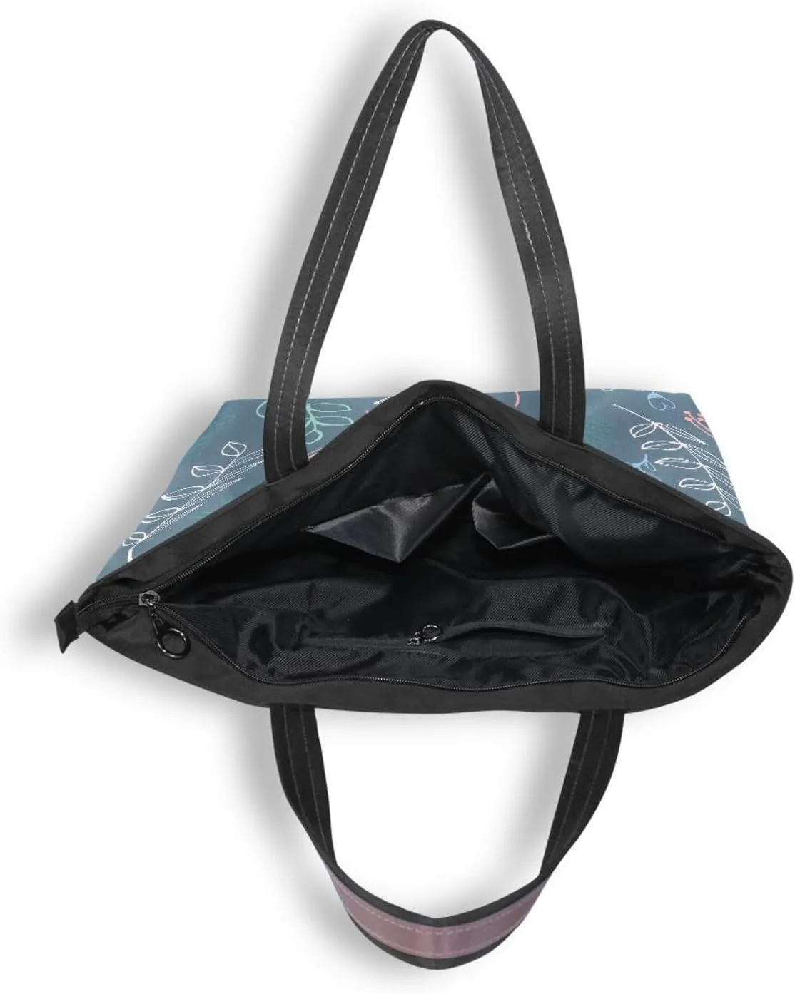 Tote Bags Reusable Water Resistant Grocery With Top Zipper Closure Shoulder Bag 2 Sizes Pattern 1