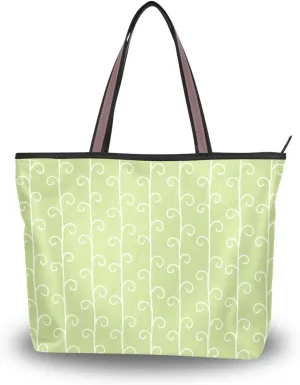 Tote Bags Reusable Water Resistant Grocery With Top Zipper Closure Shoulder Bag 2 Sizes Pattern 1