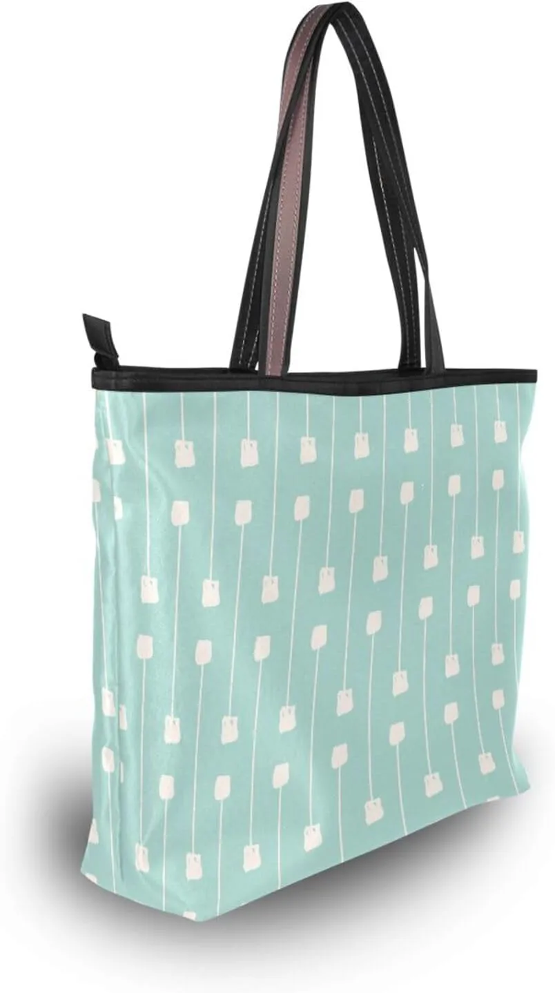 Tote Bags Reusable Water Resistant Grocery With Top Zipper Closure Shoulder Bag 2 Sizes Pattern 1