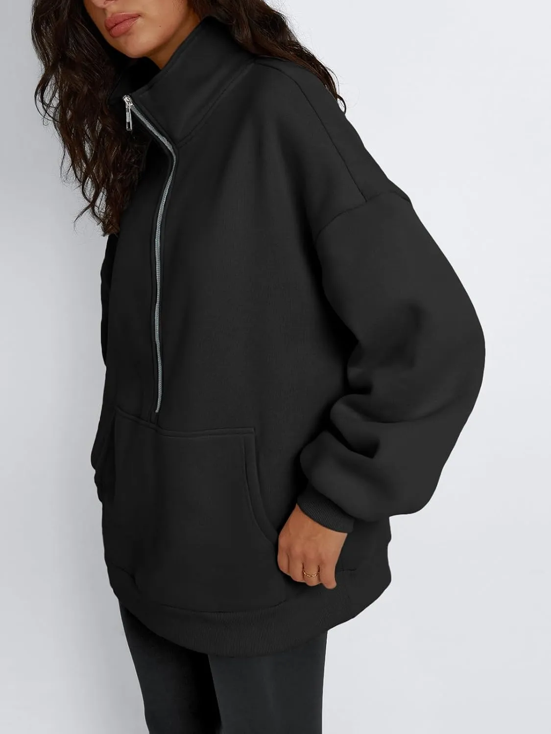 Trendy Queen Womens Half Zip Oversized Sweatshirts Casual Pullover Long Sleeve Shirts Fall Fashion 2024 Winter Clothes