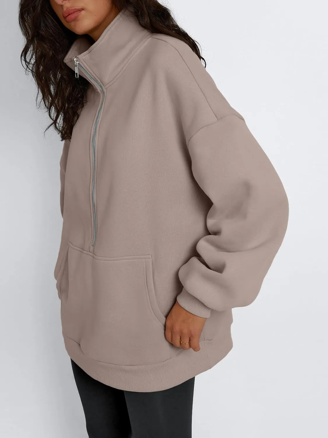 Trendy Queen Womens Half Zip Oversized Sweatshirts Casual Pullover Long Sleeve Shirts Fall Fashion 2024 Winter Clothes