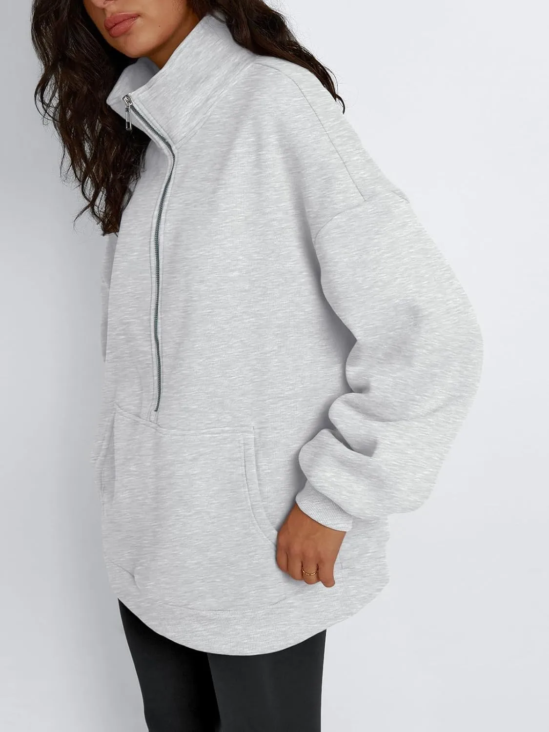 Trendy Queen Womens Half Zip Oversized Sweatshirts Casual Pullover Long Sleeve Shirts Fall Fashion 2024 Winter Clothes