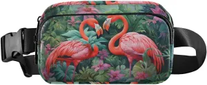 Tropical Flamingo Fanny Pack for Travel Hiking Water Resistant Waist Pack Sling Bag Purse for Women Men