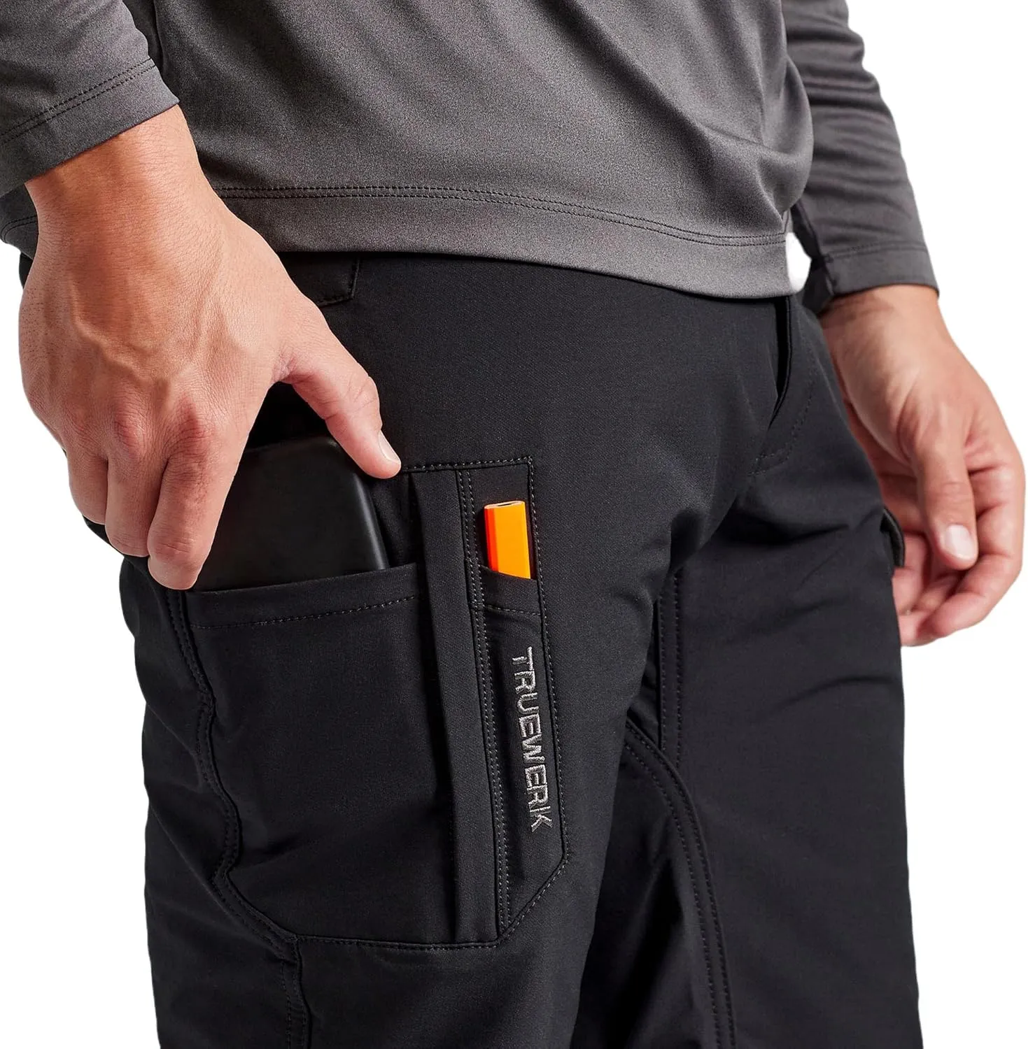 TRUEWERK Men's Work Pants - T2 WerkPant Technical Workwear, Water Resistant, Lightweight, Multi-Pocket with 4-Way Stretch