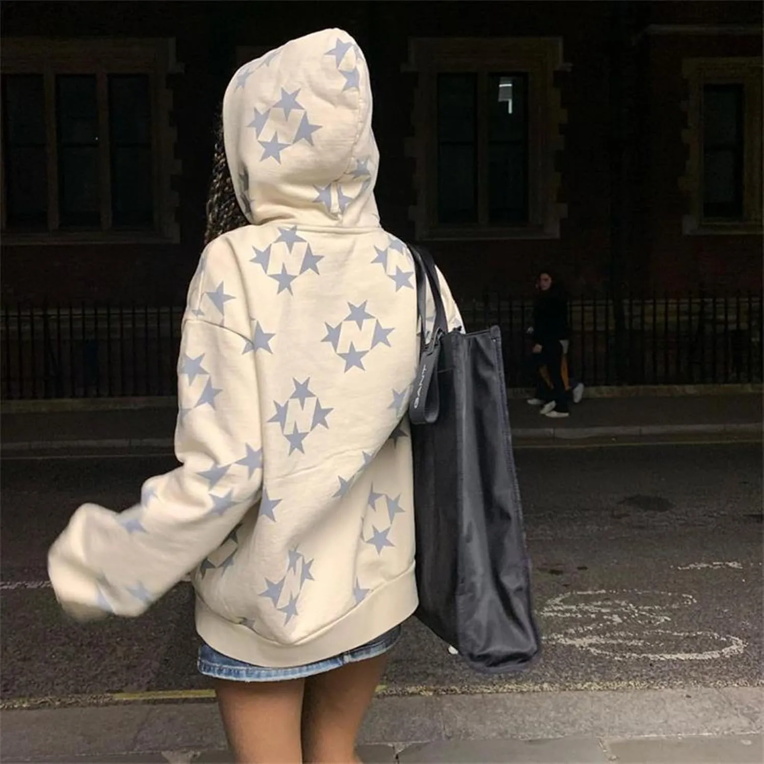 Tuislay Women Star Graphic Zip Up Hoodies Y2k for Teen Girls Oversized Streetwear E-Girl 90s Baggy Grunge Sweatshirt Jacket