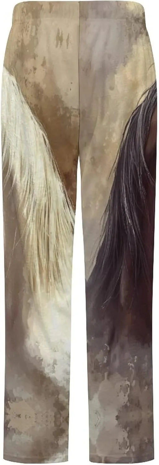Two Horses Womens Flannel Pajama Pants Long Length Sleep Lounge Pants with Drawstring Belt Loungewear