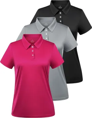 Ullnoy Women Soft Polo Shirts Short Sleeve Dry Fit Golf Shirt for Women Moisture Wicking Athletic Polo Tee Pack