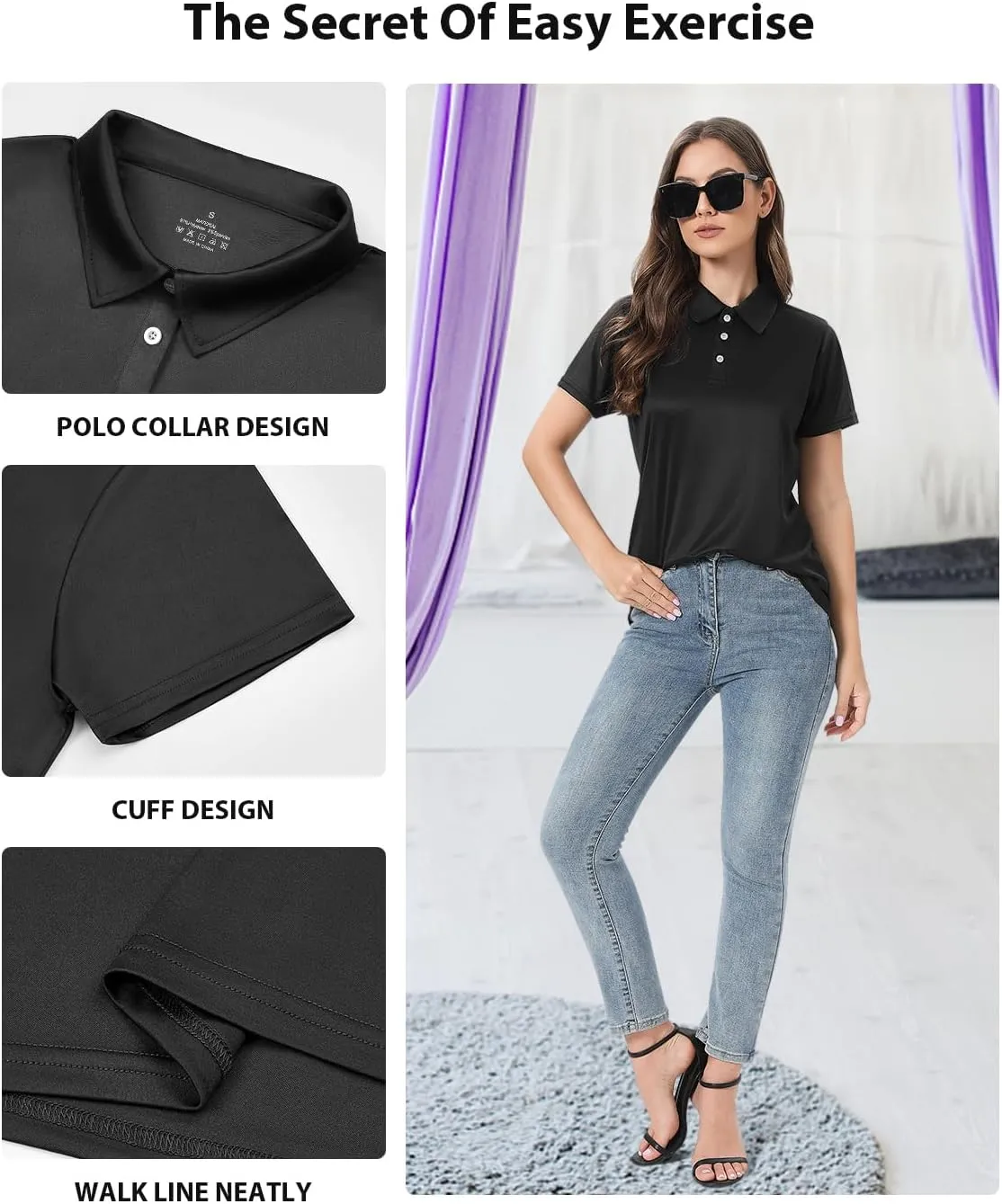 Ullnoy Women Soft Polo Shirts Short Sleeve Dry Fit Golf Shirt for Women Moisture Wicking Athletic Polo Tee Pack
