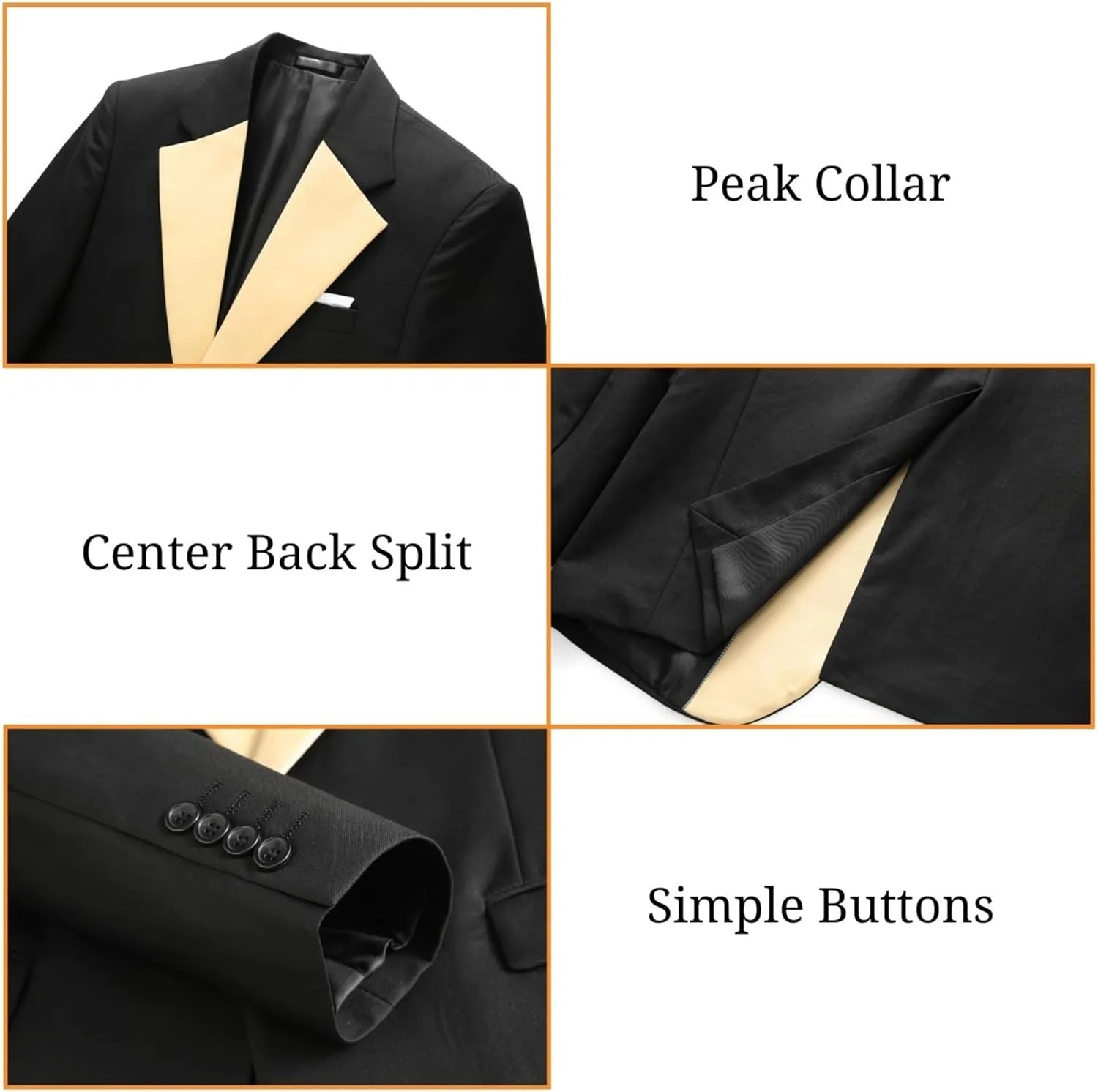 UNINUKOO Mens Tuxedo Suit Set 3 Piece Slim Fit One Button Formal Wedding Party Prom Suits for Men