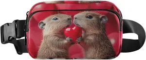 Valentine Capybara Fanny Packs for Women Men, Water Resistant Waist Pack Sling Bag Purse for Travel Hiking