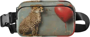 Valentine Cheetah Fanny Packs for Women Men, Water Resistant Waist Pack Sling Bag Purse for Travel Hiking