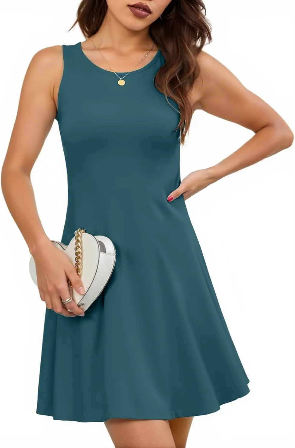 Valiamcep Womens Summer Sleeveless Beach Casual Dresses Crewneck Tank Dress Knit Sports Workout A Line Mini Dresses
