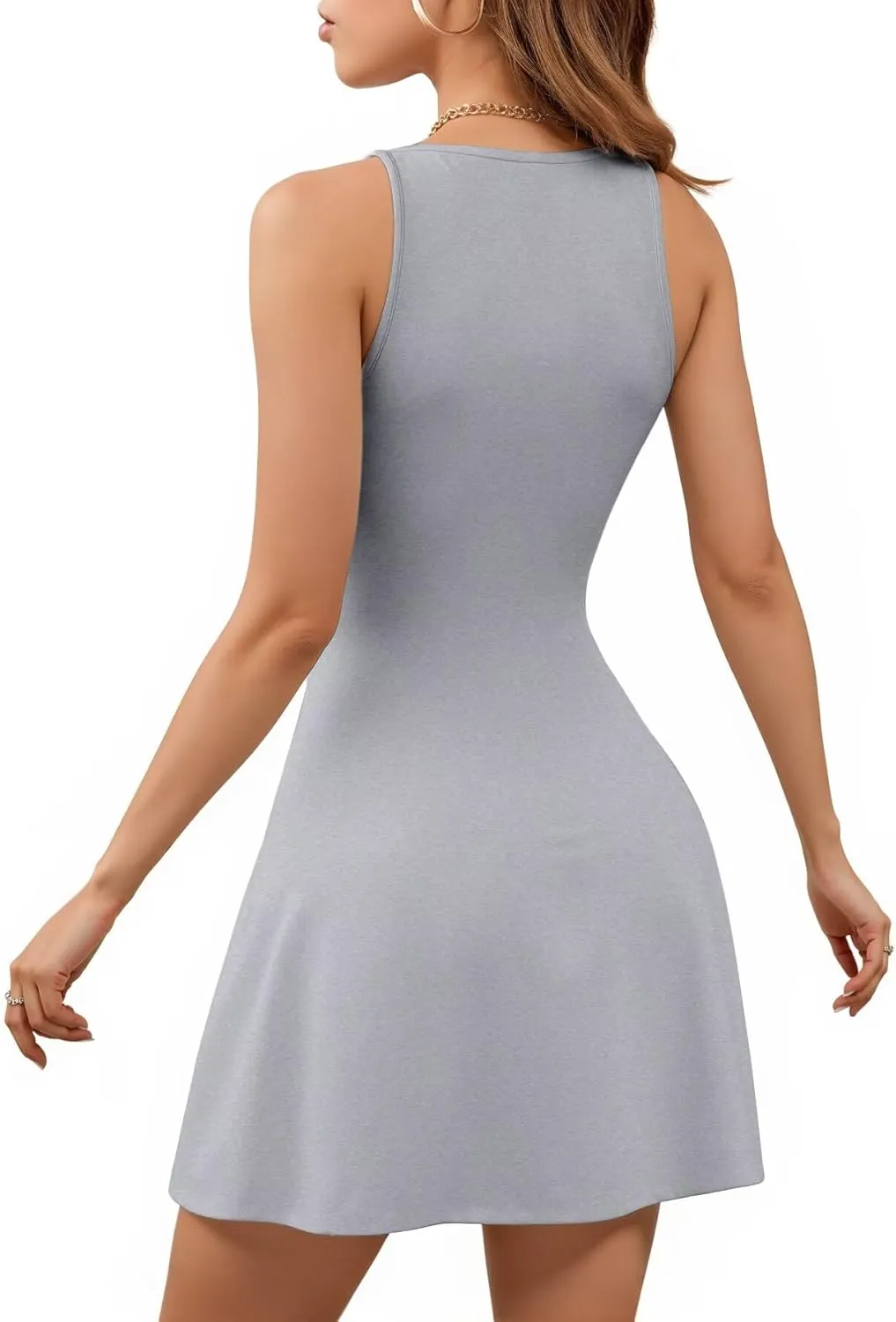 Valiamcep Womens Summer Sleeveless Beach Casual Dresses Crewneck Tank Dress Knit Sports Workout A Line Mini Dresses