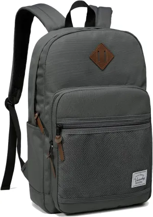 VASCHY School Backpack, Water Resistant Lightweight Casual Backpack for Men Women with Padded Laptop Sleeve Dark Gray