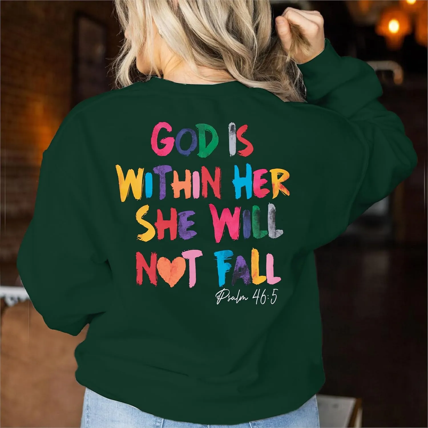 VILOVE Christian Sweatshirt Women Bible Verse Pullover Christian God Is Within Her Long Sleeve Inspirational Blouse Top