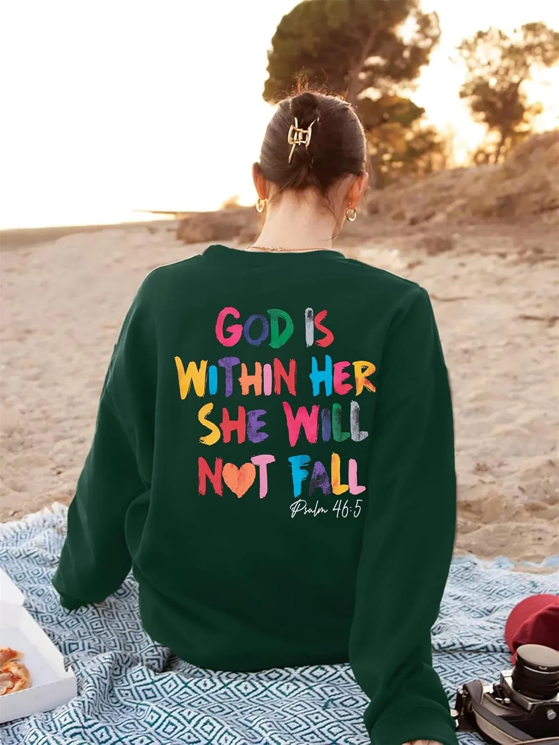VILOVE Christian Sweatshirt Women Bible Verse Pullover Christian God Is Within Her Long Sleeve Inspirational Blouse Top